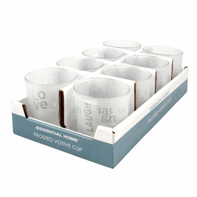 Ckk Industrial Ltd Essential Home Votive Cup Frosted Glass Love - CKK INDUSTRIAL LTD