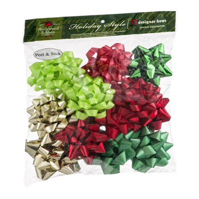 Hollywood Ribbon Holiday Style Designer Bows - 12 CT