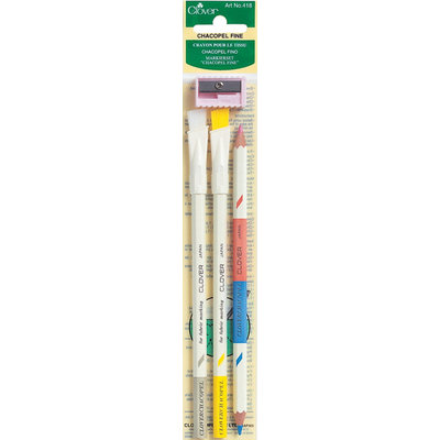Clover Chacopel Fine Fabric Marking Pencils And Sharpener
