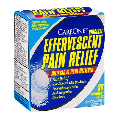 CareOne Effervescent Pain Relief Antacid & Pain Reliever - 36 CT