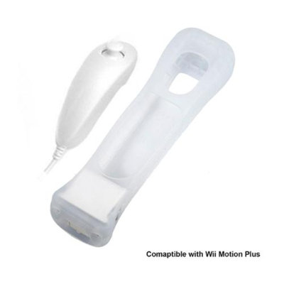 Silicone Case Compatible with Motion Plus for Nintendo Wii Controllers- White
