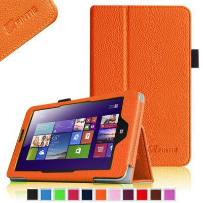 Fintie Lenovo IdeaTab Miix 2 8 Tablet Windows 8.1 Folio Case Cover - Premium Leather With Stylus Holder, Orange