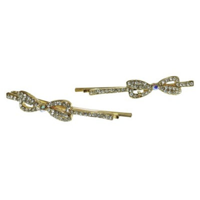 RIVIERA, A STYLEMARK CO Women's Riviera Bow Bobby with Rhinestones - Gold/Clear