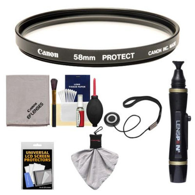 Canon 58mm Screw-in Protection Filter for EF 15mm, 100mm f/2 f/2.8, 18-55mm IS, 75-300mm III, 55-250mm IS, 70-300mm IS, 50mm f/1.4 USM Lenses + Accessory Kit
