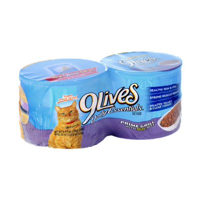 9Lives Daily Essentials Prime Grill with Real Beef Cat Food - 4PK