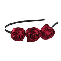 Smoothies 3 Satin Roses Thin Headband-Black 01594