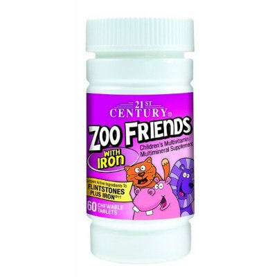 21st Century Zoo Friends with Iron Chewable Tablets, 60-Count (Pack of 2)