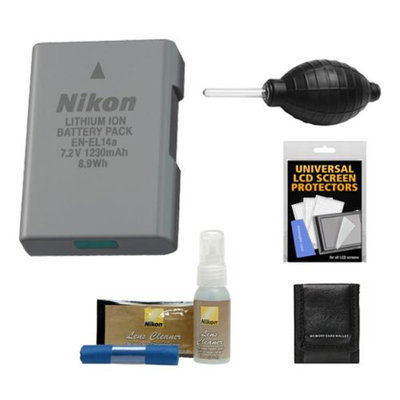 Nikon EN-EL14a Rechargeable Li-ion Battery with Nikon Lens Cleaner Kit for Coolpix P7800 & D3100, D3200, D5100, D5200, D5300 DSLR Camera