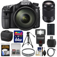 Sony Alpha A77 II Wi-Fi Digital SLR Camera & 16-50mm Lens with 55-300mm Lens + 64GB Card + Battery + Case + Tripod + Flash + Filters + Kit