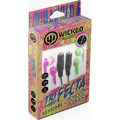 Wicked Audio Trifecta Headphones Bundle Green/Pink - M-SQUARED