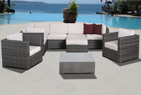 Atlantic Caribbean 9 pc Grey Synthetic Wicker Patio Seating Set with Off-White Cushions Gray