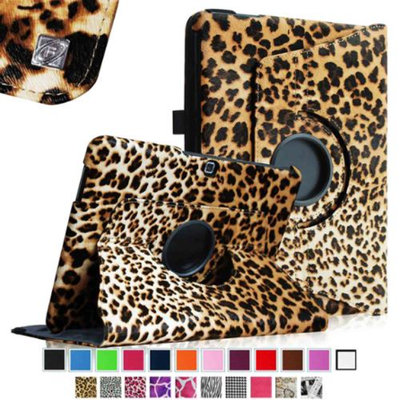 Fintie Rotating Leather Case Cover For Samsung GALAXY Tab 4 10.1 inch Tablet, Leopard Brown