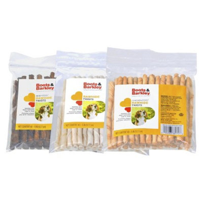 Boots & Barkley Rawhide Twists Dog Treats - Original/Beef/Chicken (40