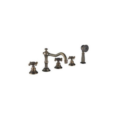 L'Oréal Antique Brass Finish Tub Faucet with Hand Shower