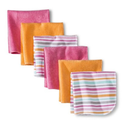 Circo Newborn Girls' 6 Pack Washcloth Set - Pink/Orange