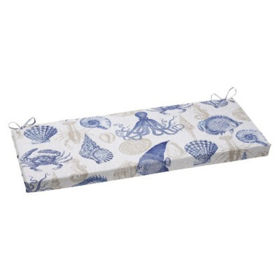 Pillow Perfect Outdoor Bench Cushion - Blue/Tan Sealife