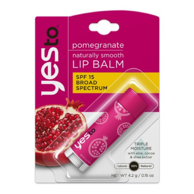 Yes To Lip Naturally Smooth Lip Balm with SPF15 - Pomegranate