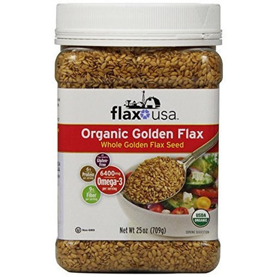 Flax Usa Organic Whole Golden Flax Seed, 25-Ounce Canister (Pack of 4)