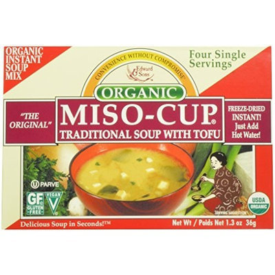 Edward & Sons Miso-Cup Organic Traditional Soup with Tofu, Single-Serve Envelopes in 4-Count Boxes (Pack of 12)