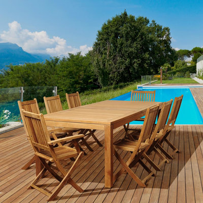Ballard 9 Piece Rectangular Teak Patio Dining Set