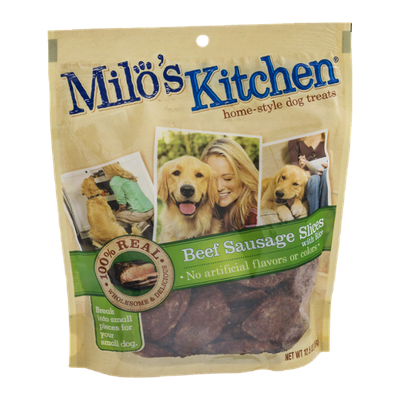 Milo's Kitchen Home-Style Dog Treats Beef Sausage Slices with Rice