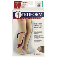 Truform 8848, Compression Stockings, Thigh High, Closed toe, Silicone Dot Top, 30-40 mmHg, Beige, Medium