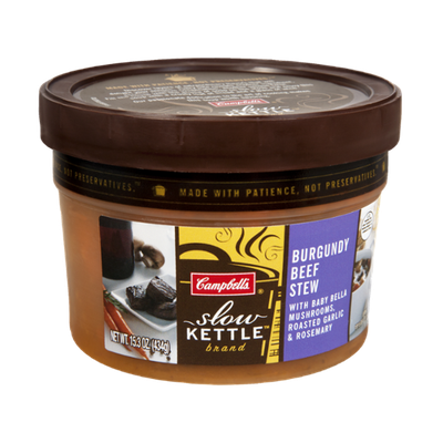 Campbell’s® Slow Kettle Burgundy Beef Stew with Baby Bella Mushrooms, Roasted Garlic & Rosemary Soup