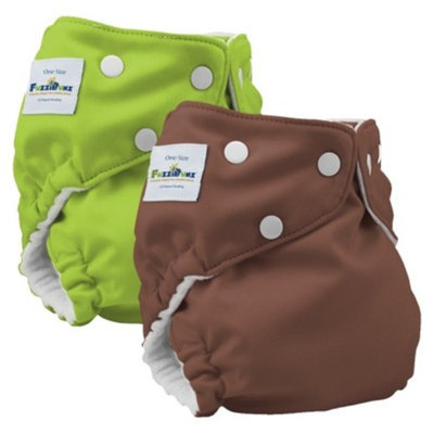 FuzziBunz Elite Reusable Diapers One Size (2 pack) - Apple Green/Choco Truffle