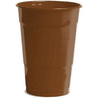 Amscan 436800.111 12 oz. Big Party Plastic Cups - Chocolate Brown - Pack of 1000