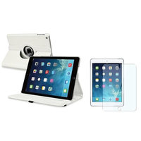 Insten INSTEN White 360 Rotating Leather Case Cover+LCD Protector For Apple iPad Air 5 5th Gen