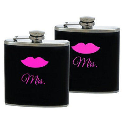 Cathy's Concepts Mrs. & Mrs. Flasks - Black