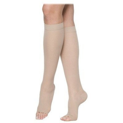 Sigvaris 770 Truly Transparent 20-30 mmHg Women's Open Toe Knee High Sock Size: Large Short, Color: Suntan 36