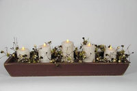 Delighted Home DH-5PTBUC Burgundy 5 Pillar Trough with 1 6 in. - 2 5 in. and 2 4 in. Cream Pillars and Garland