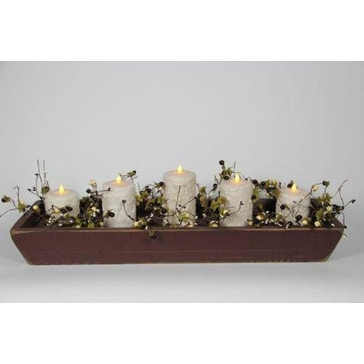 Delighted Home DH-5PTBUC Burgundy 5 Pillar Trough with 1 6 in. - 2 5 in. and 2 4 in. Cream Pillars and Garland