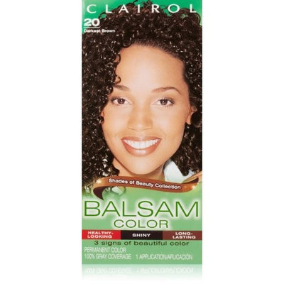 Clairol Balsam Hair Color 20 Darkest Brown 1 Kit (Pack of 3)