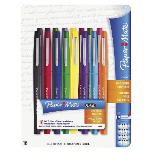 Paper Mate Point Guard Flair Porous Point Stick Pen, Medium- Assorted