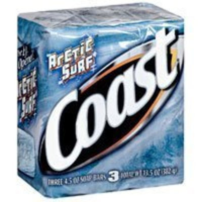 Coast Arctic Surf Bath Soap for Refreshed Skin By Dial, 4 Ounce Bars, 3-Count