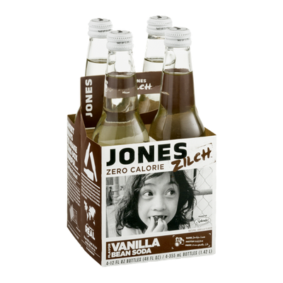 Jones Zilch Zero Calorie Soda Vanilla Bean Flavor - 4 CT