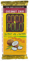 Coco Polo 70% Cocoa Dark Chocolate Bar Sweetened with Stevia Toasted Coconut 2.82 oz