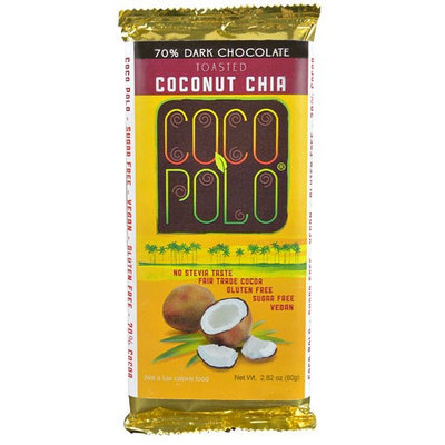 Coco Polo 70% Cocoa Dark Chocolate Bar Sweetened with Stevia Toasted Coconut 2.82 oz