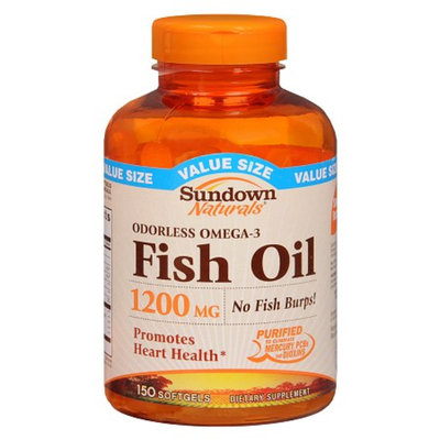 Sundown Naturals Odorless Fish Oil 1200 mg Dietary Supplement Softgels