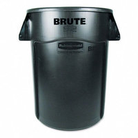 Rubbermaid Brute Vented Trash Receptacle, Round, 44 gal, Black