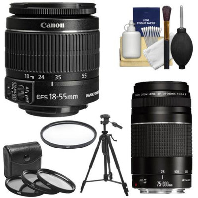 Canon EF-S 18-55mm f/3.5-5.6 IS II & EF 75-300mm f/4-5.6 III Zoom Lenses with 4 UV/FLD/CPL Filters + Tripod Kit for EOS 70D, 7D, Rebel T3, T3i, T4i, T5, T5i, SL1 DSLR Cameras