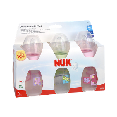NUK 0+ Months Slow Flow Orthodontic Silicone 5 oz Bottles - 3 CT
