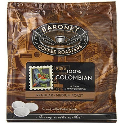 Baronet Coffee 100% Colombian Medium Roast (140 g), 18-Count Coffee Pods (Pack of 3)