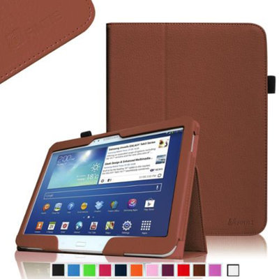 Fintie Folio Slim Leather Case for Samsung Galaxy Tab 3 10.1 inch Tablet with Stylus Loop, Brown