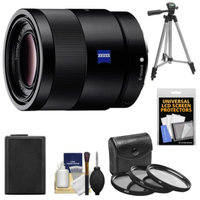 Sony Alpha E-Mount Sonnar T* FE 55mm f/1.8 ZA Lens with NP-FW50 Battery + 3 UV/CPL/ND8 Filters + Tripod Kit for A7, A7R, A7S Digital Cameras