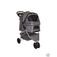 BestPet 3-Wheel Pet Stroller, Classic Gray