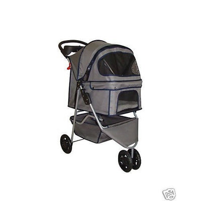 BestPet 3-Wheel Pet Stroller, Classic Gray