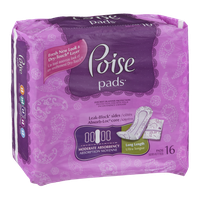 Poise Pads Moderate Absorbency Long Length - 16 CT
